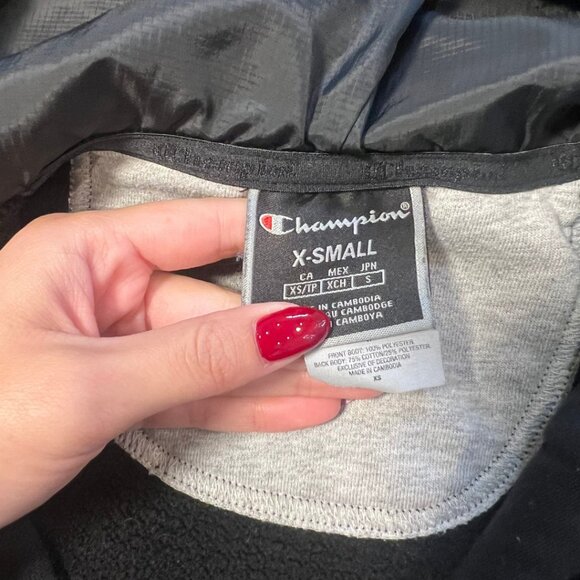 Champion Men's Faux-Fur Half-Zip Hoodie Sherpa Sweatshirt Size XS Cozy Comfy - Picture 9 of 10